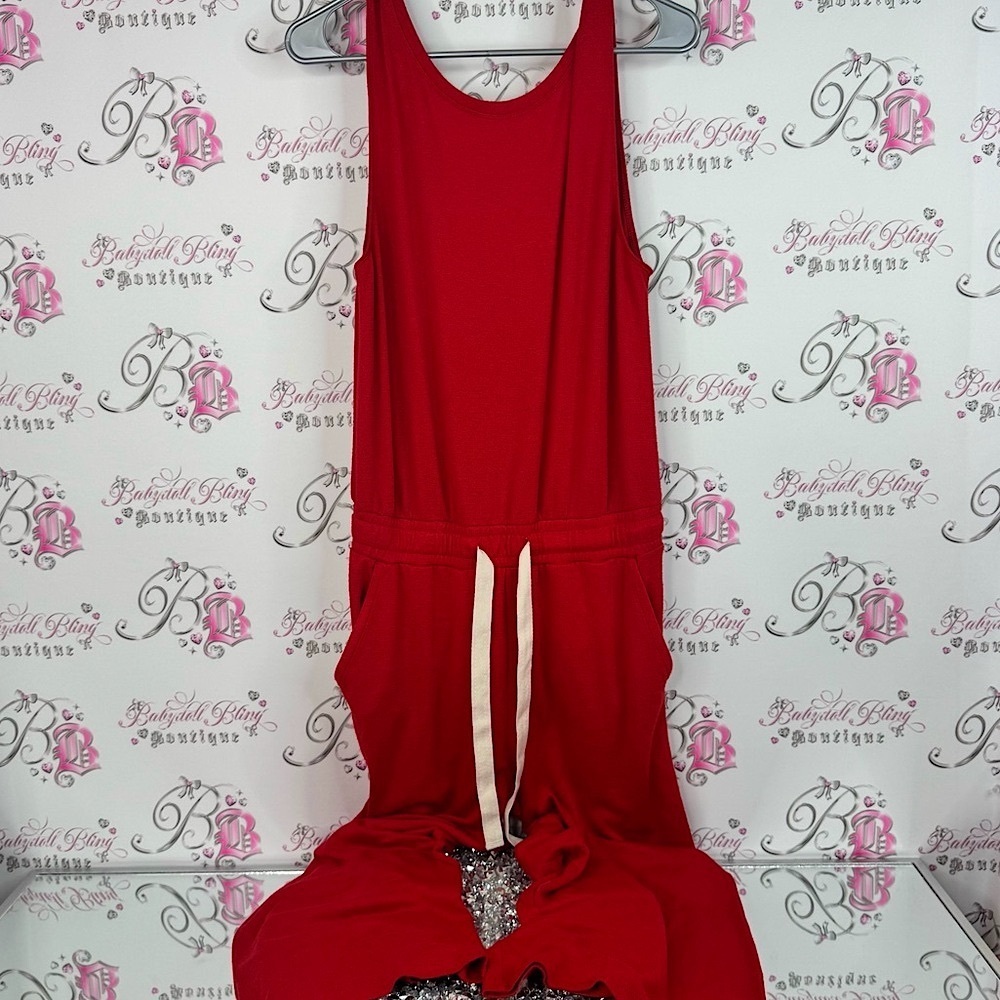 Wilfred one piece jumpsuit flare tie up waist flowy comfy Vibrant Red Garment